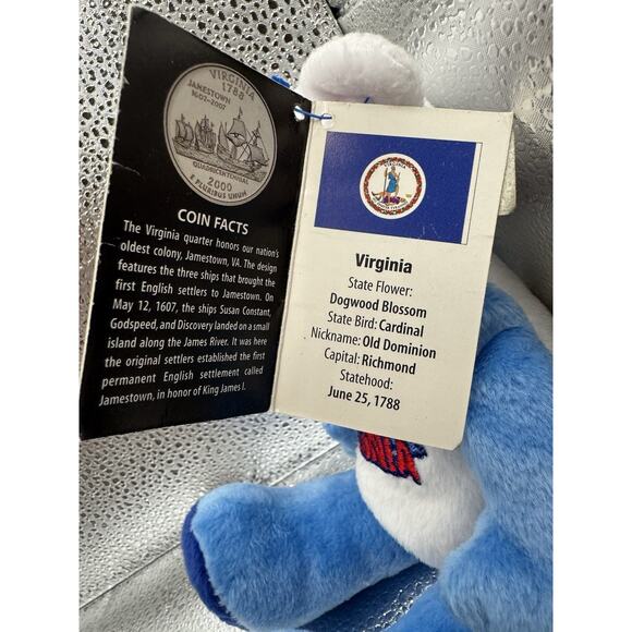 #10 Virginia State Beanie Bear By Limited Treasures New With Tags And Quarter - Picture 3 of 11